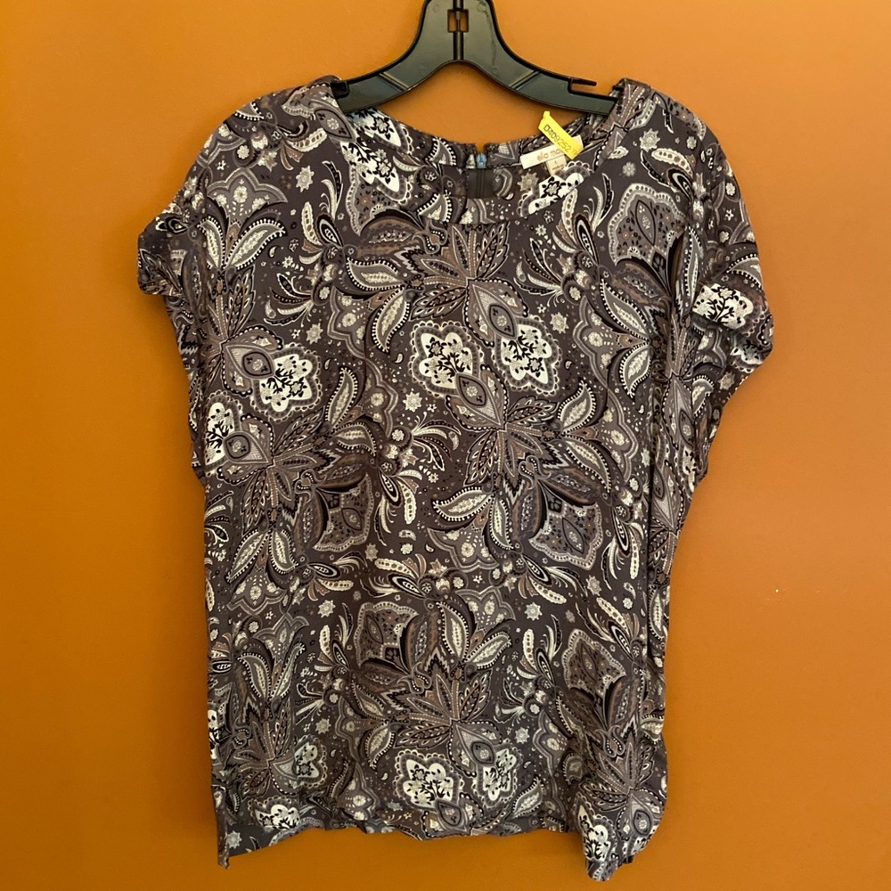 Ella Moss Round Neck Shirt Sleeve Blouse Large